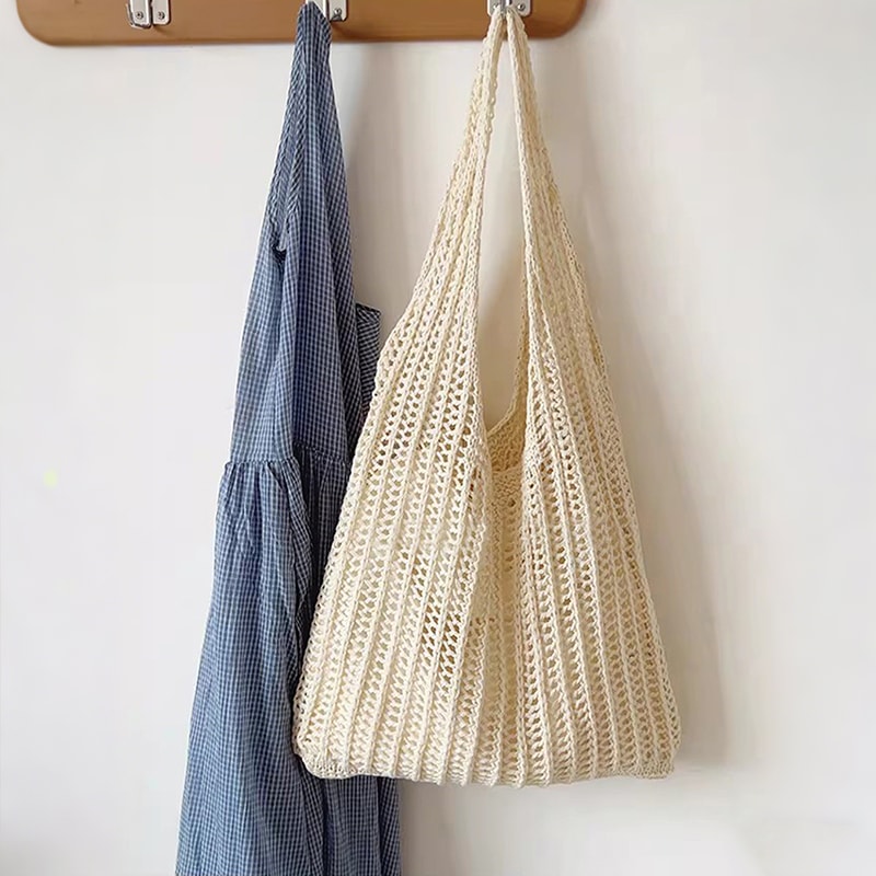 Summer Knitted Hollow Underarm Tote Bag Womens Large Capacity Shopper For Casual Travel 3