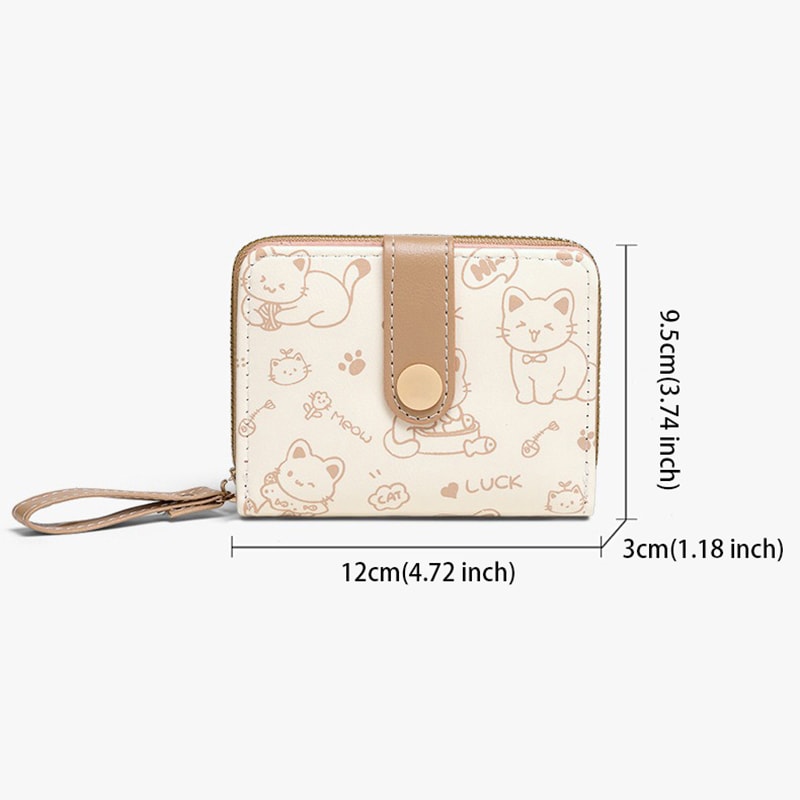 Cute Cat Wallet For Women Stylish Card Holder With Zip Coin Pocket Square Handbag High Quality Purs 1