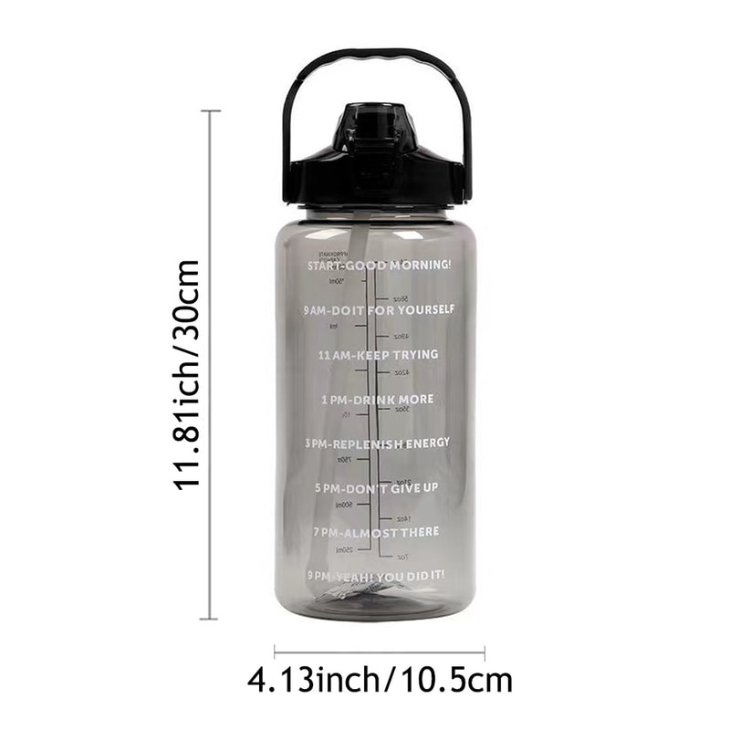 Portable Travel Water Bottle with Time Marker Leak Proof Non-Slip Design Fitness Cup with Cute Stickers