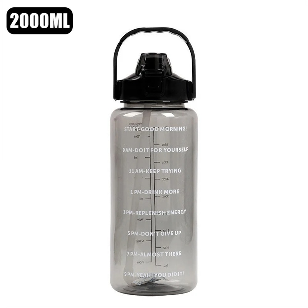 Portable Travel Water Bottle with Time Marker Leak Proof Non-Slip Design Fitness Cup with Cute Stickers