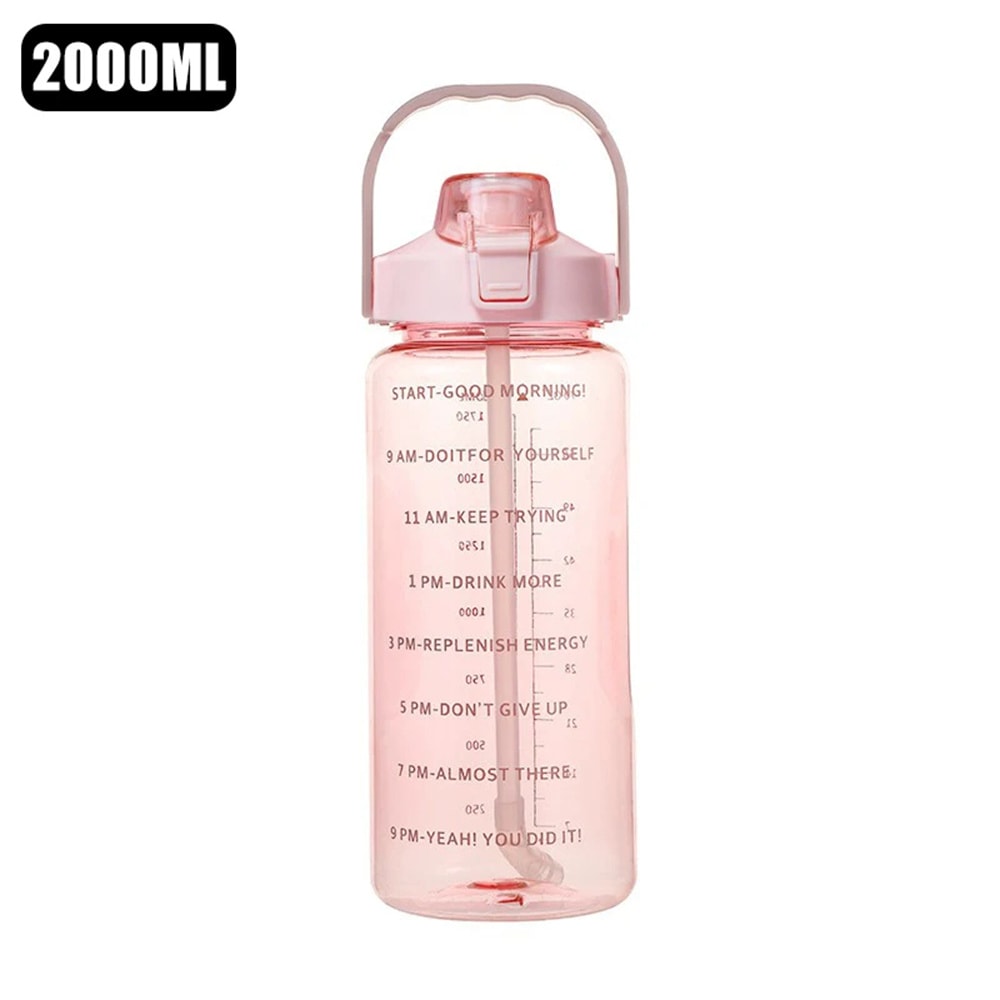 Portable Travel Water Bottle with Time Marker Leak Proof Non-Slip Design Fitness Cup with Cute Stickers