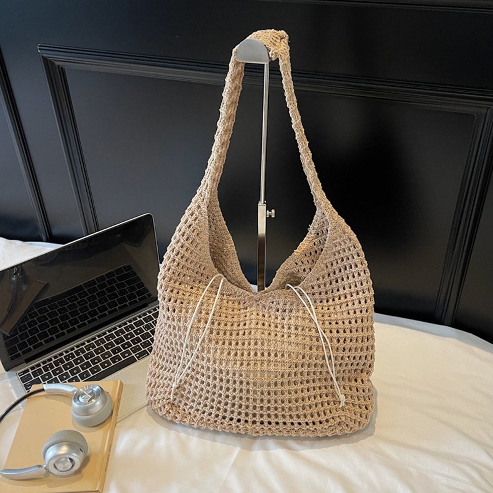 Chic Large Capacity Woven Straw Tote Bag For Women Stylish Shoulder Bag For Casual Beach And Shoppi 1