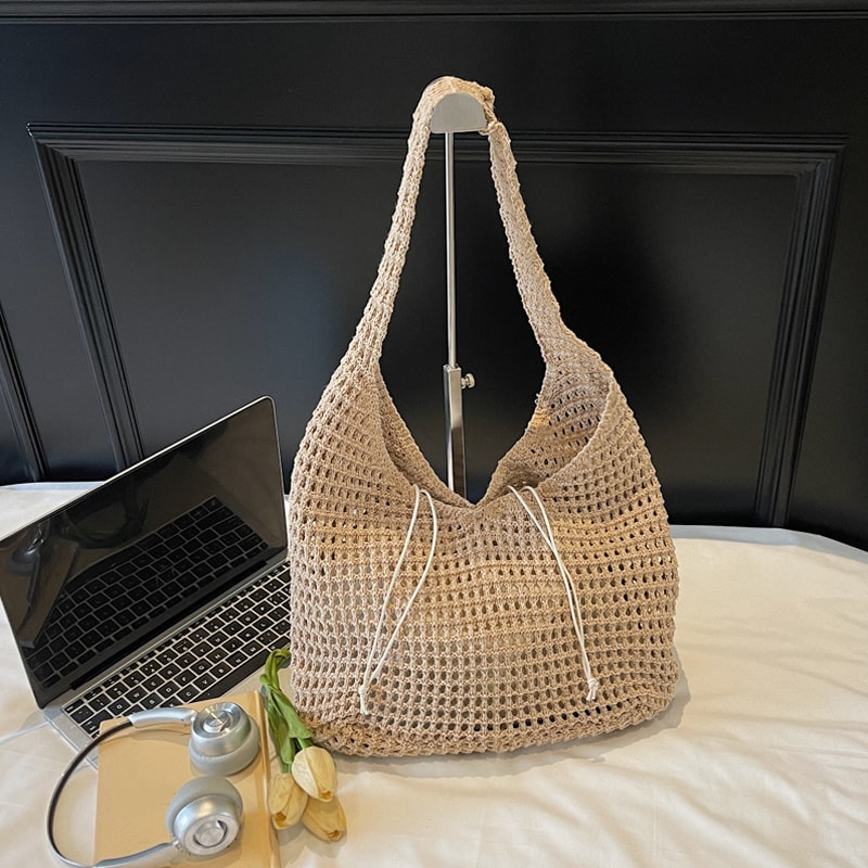 Chic Large Capacity Woven Straw Tote Bag For Women Stylish Shoulder Bag For Casual Beach And Shoppi 6