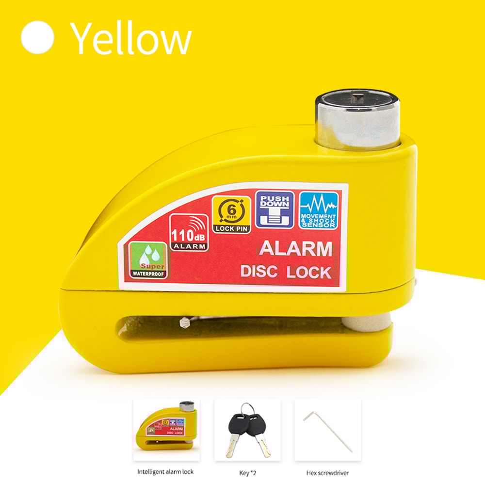 Motorcycle Disc Lock Alarm with AntiTheft Reminder Rope Durable Aluminum Alloy Safety Padlock for Motorcycle and Bicycle