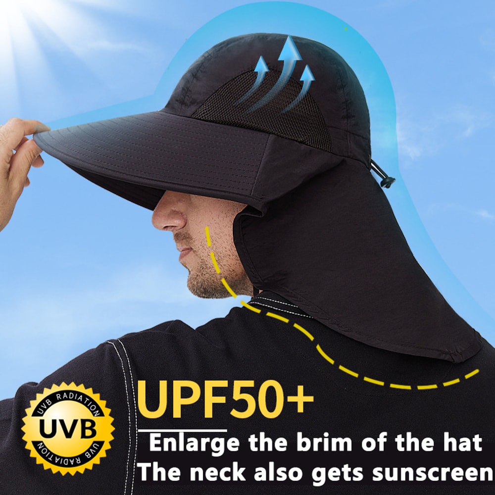 Outdoor Sports Hiking Hat With Neck Cover Quick Dry Sun Protection For Men 1