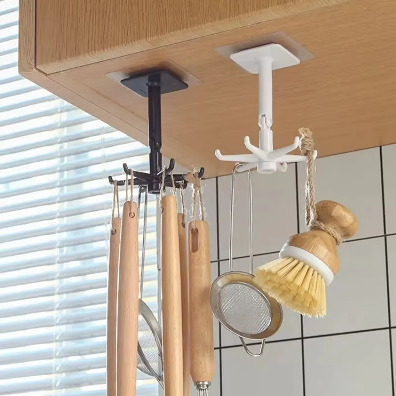 Rotating Storage Spoon Hook Wall Mounted No Drilling Required Seamless Kitchen Organizer