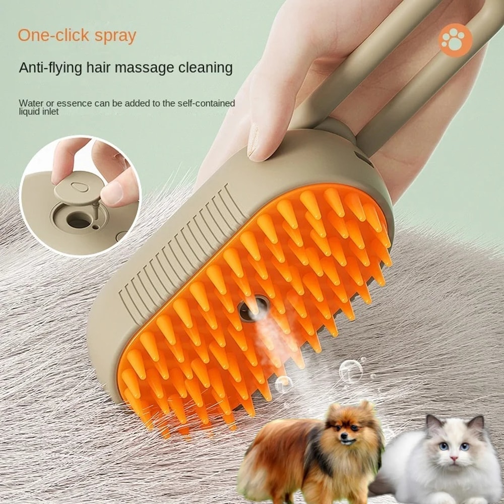 Steamy Dog Cat Grooming Brush Electric Hair Remover With Massage Spray For Pets 0
