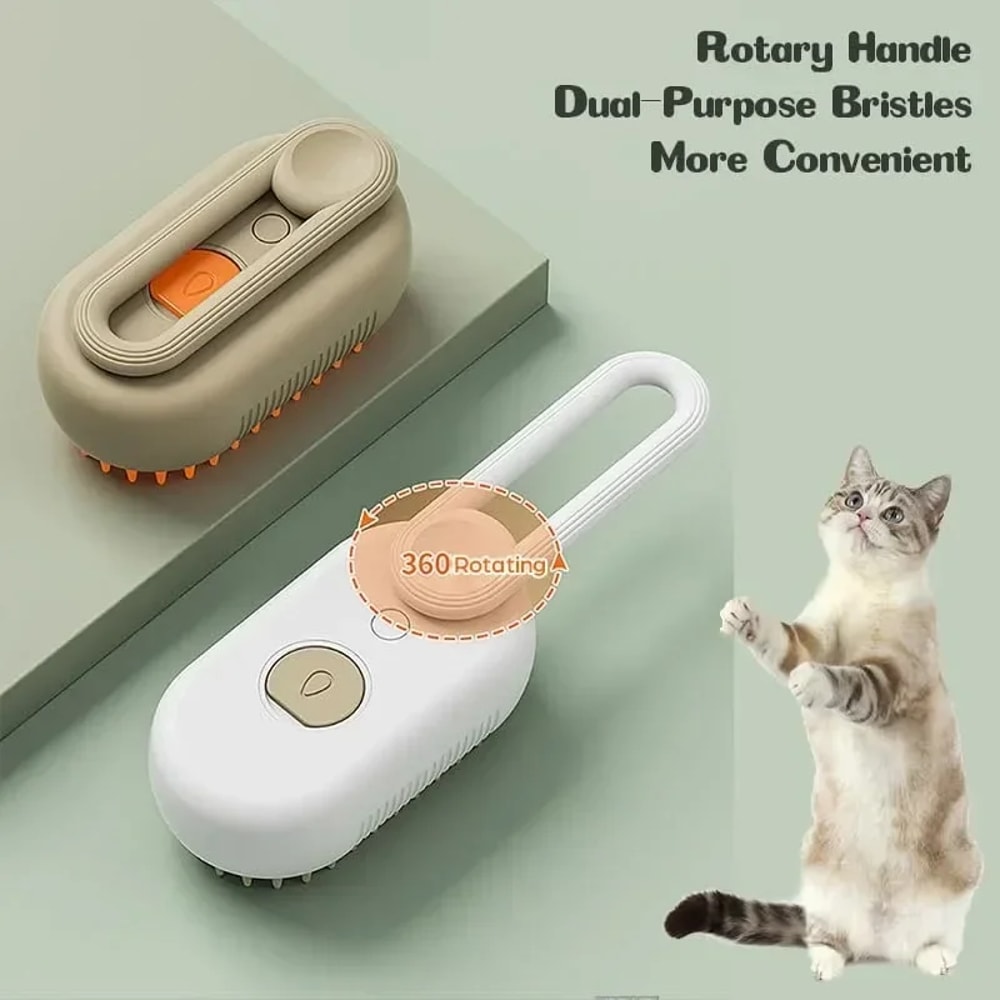 Steamy Dog Cat Grooming Brush Electric Hair Remover With Massage Spray For Pets 2