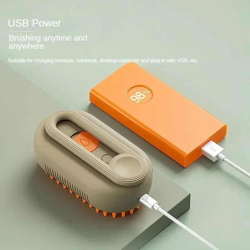Steamy Dog Cat Grooming Brush Electric Hair Remover With Massage Spray For Pets 3