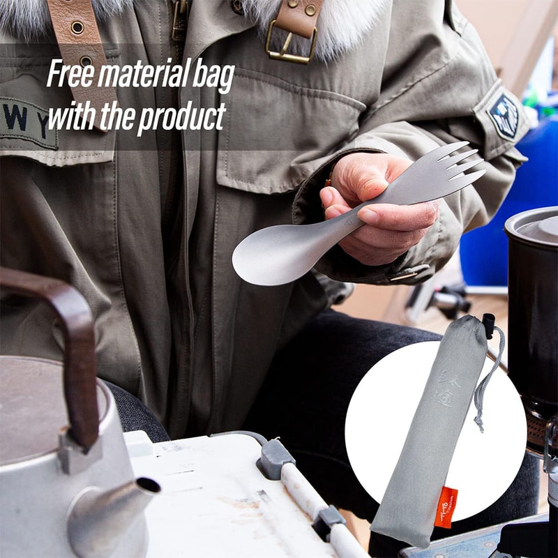 Titanium Spork Spoon Ultralight Portable Camping Flatware Set For Travel And Picnic Eco Friendly Ou 3