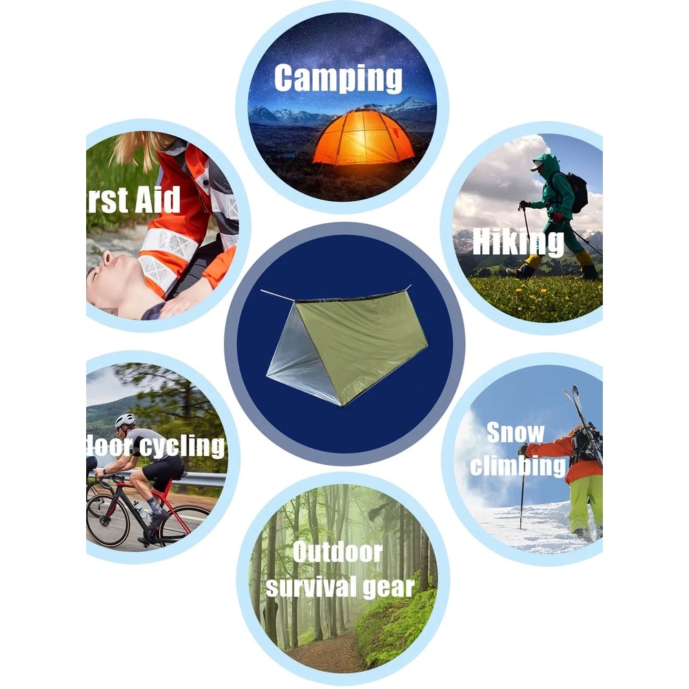 Survival Bivy Shelter Tent Kit Waterproof Mylar Thermal Blanket Sleeping Bag For Emergency Outdoor 1