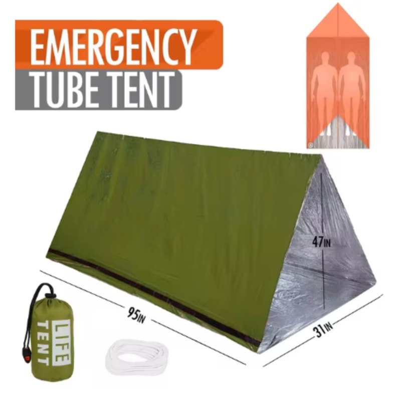 Survival Bivy Shelter Tent Kit Waterproof Mylar Thermal Blanket Sleeping Bag For Emergency Outdoor 4