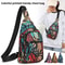 Colorful Leaf Printed Sling Crossbody Bag Stylish Nylon Chest Bag For Women With Adjustable Shoulde 0