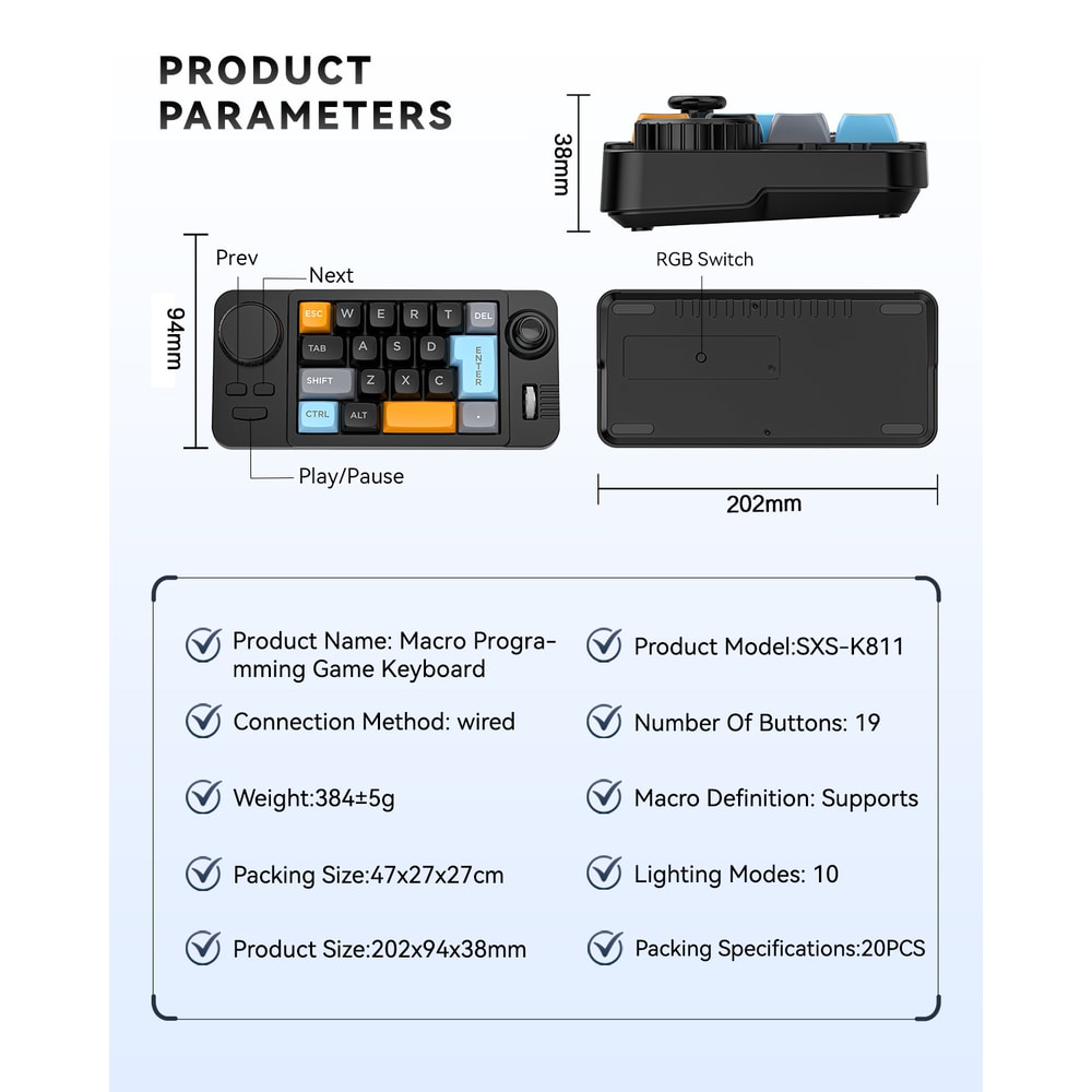 Customizable Mechanical Keyboard With Volume Wheel Game Joystick Swappable Keypad 4