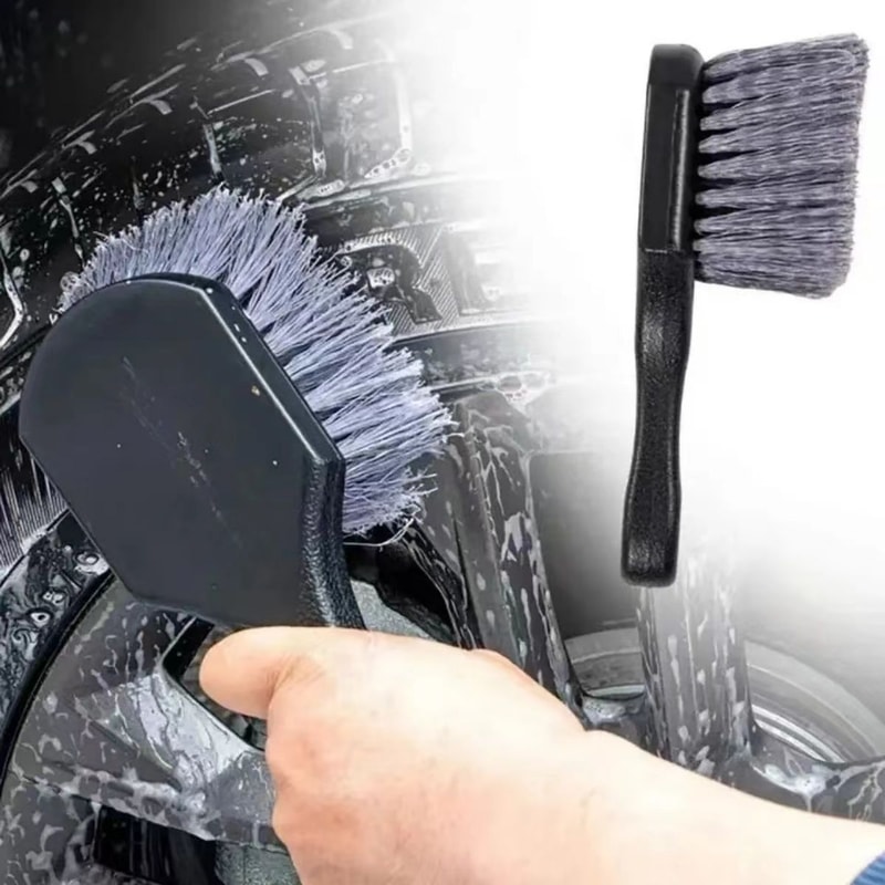 Car Wheel Cleaning Brush Short Handle Tire Rim Washing Brush For Vehicles 1