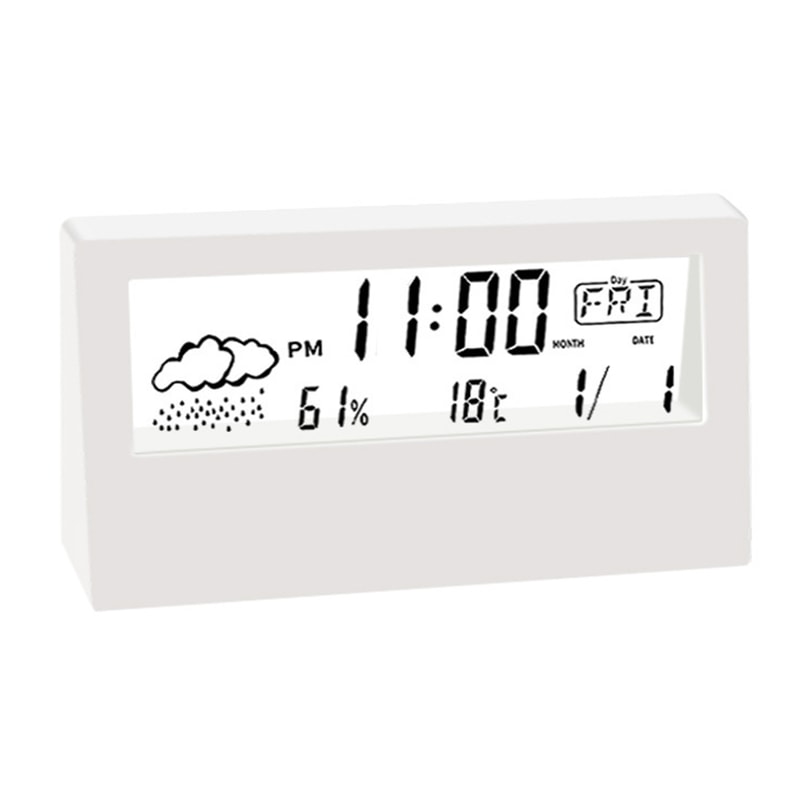 Creative Weather Thermo Hygrometer Clock with Alarm Stylish Desktop Decor for Home or Office