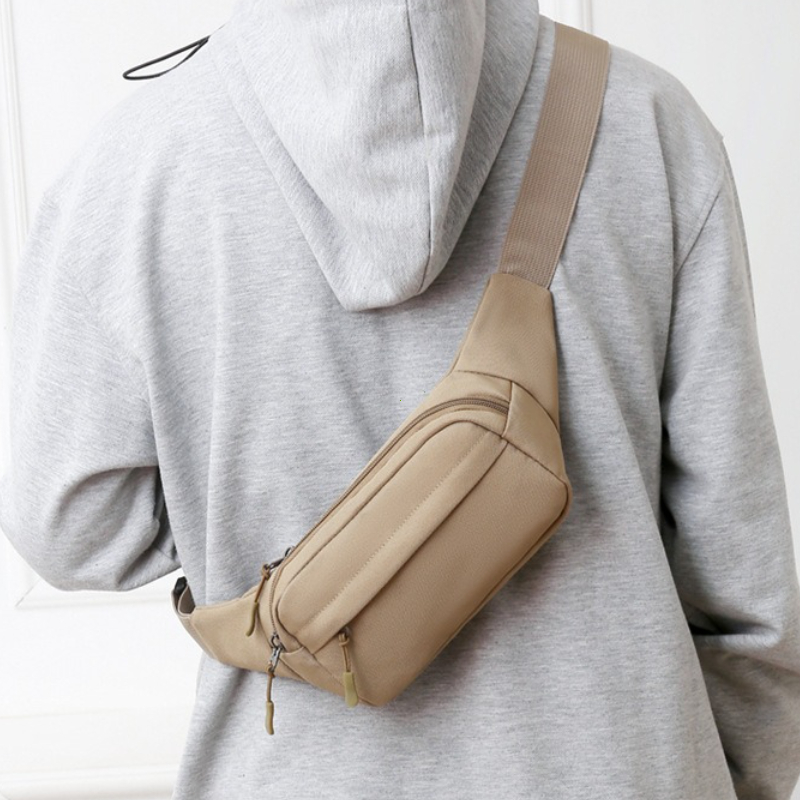 Mens and Womens Fashionable Large Capacity Waist & Crossbody Chest Bag Solid Color Sports Cell Phone Bag