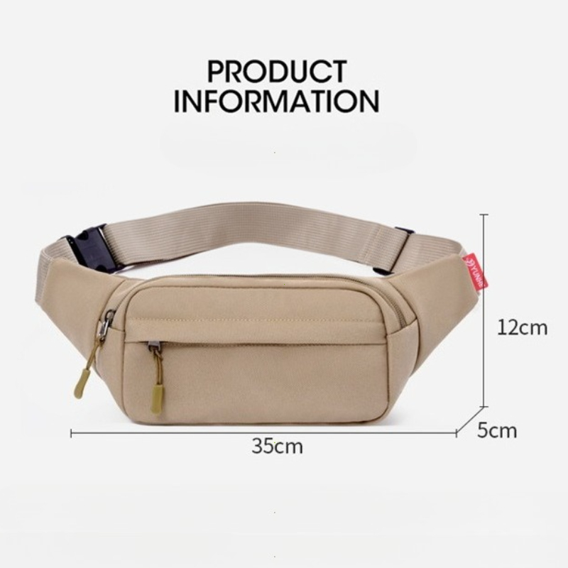 Mens and Womens Fashionable Large Capacity Waist & Crossbody Chest Bag Solid Color Sports Cell Phone Bag