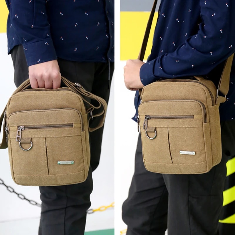 Stylish Canvas Shoulder Bag For Men Outdoor Travel Messenger Bag 0
