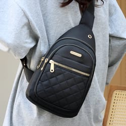 fashionable diamond stitched casual shoulder bag for women stylish daily commuting & cycling chest bag