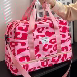 spacious & durable womens carry on travel bag animal print nylon large capacity gym & overnight bag