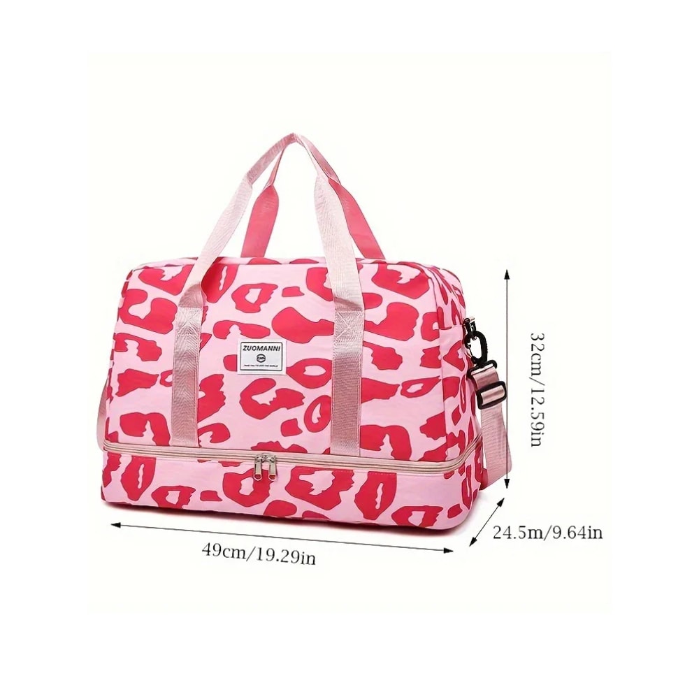 Spacious & Durable Womens Carry On Travel Bag Animal Print Nylon Large Capacity Gym & Overnight Bag