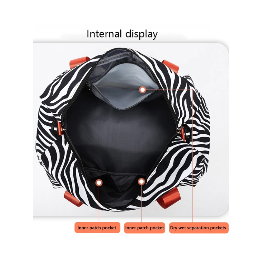 Spacious & Durable Womens Carry On Travel Bag Animal Print Nylon Large Capacity Gym & Overnight Bag
