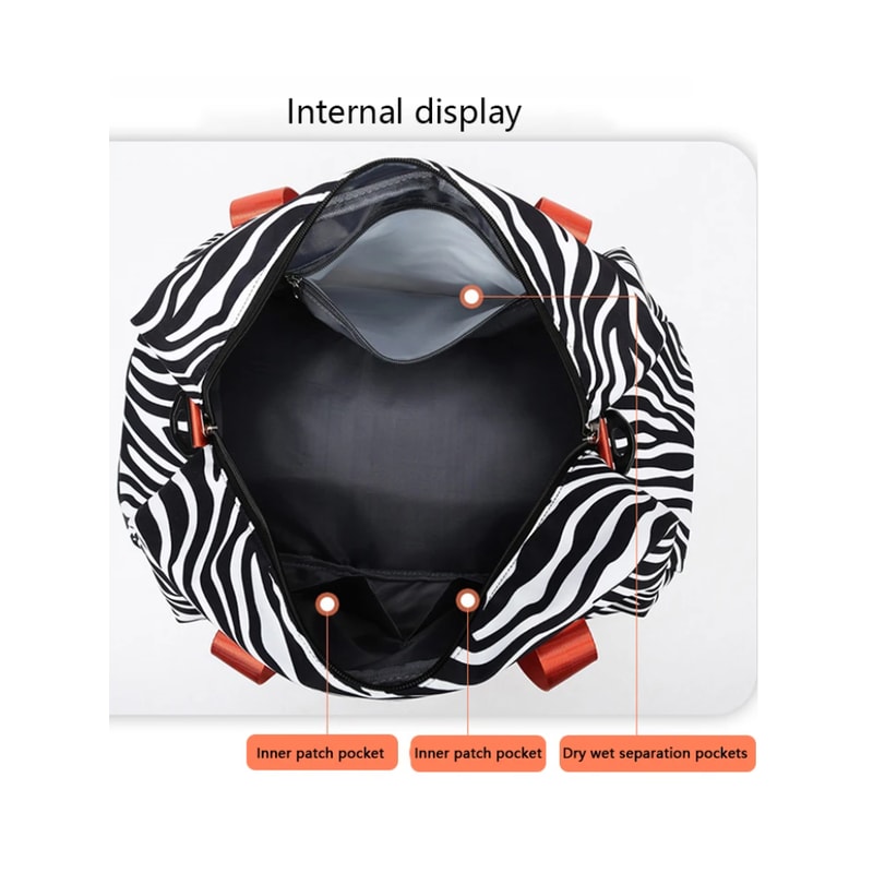 Spacious & Durable Womens Carry On Travel Bag Animal Print Nylon Large Capacity Gym & Overnight Bag