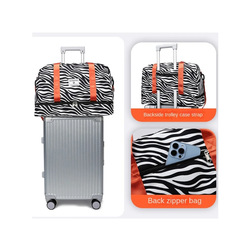 Spacious & Durable Womens Carry On Travel Bag Animal Print Nylon Large Capacity Gym & Overnight Bag