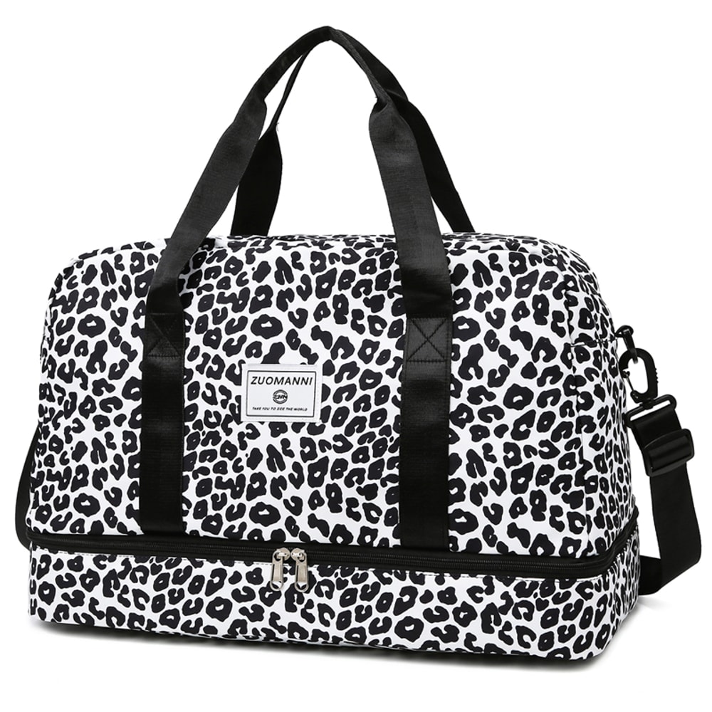 Spacious & Durable Womens Carry On Travel Bag Animal Print Nylon Large Capacity Gym & Overnight Bag