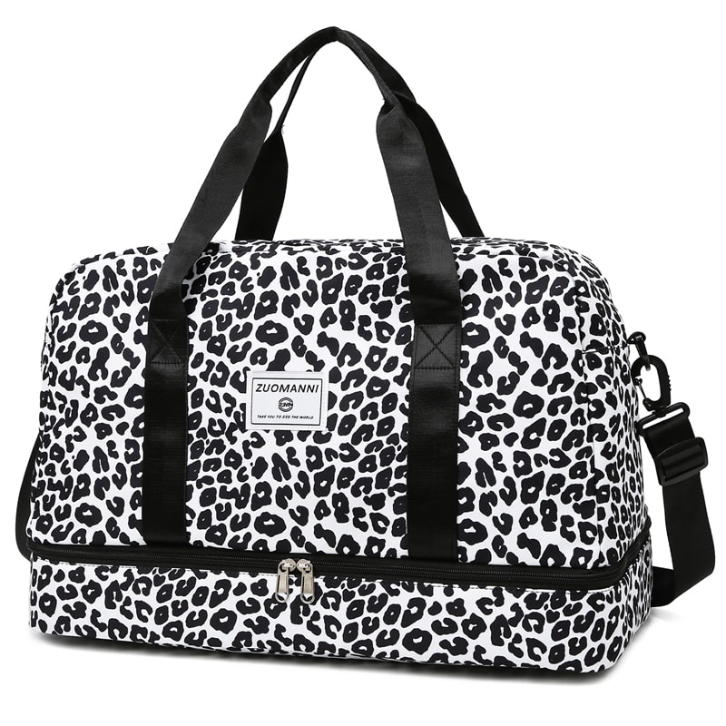 Spacious & Durable Womens Carry On Travel Bag Animal Print Nylon Large Capacity Gym & Overnight Bag