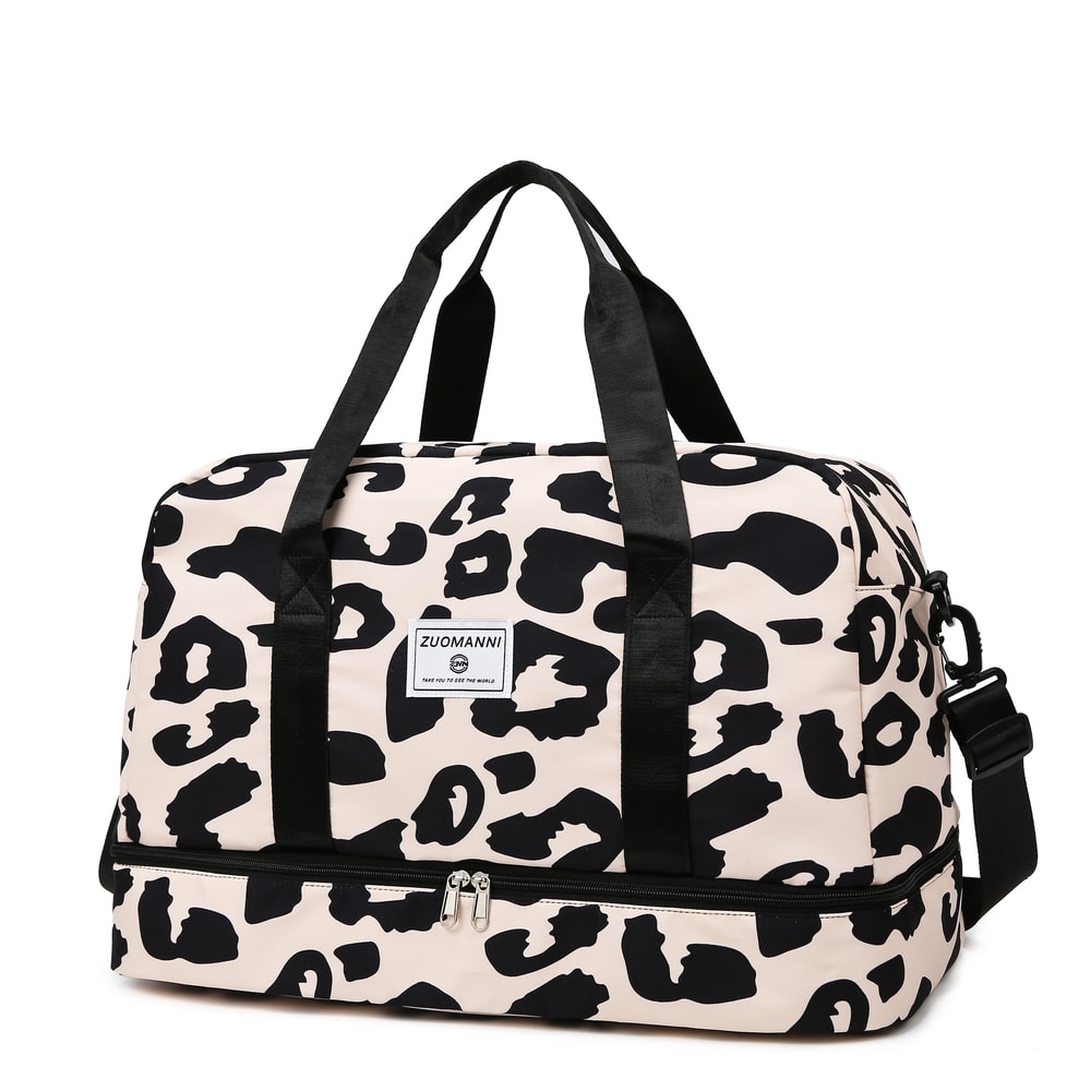 Spacious & Durable Womens Carry On Travel Bag Animal Print Nylon Large Capacity Gym & Overnight Bag