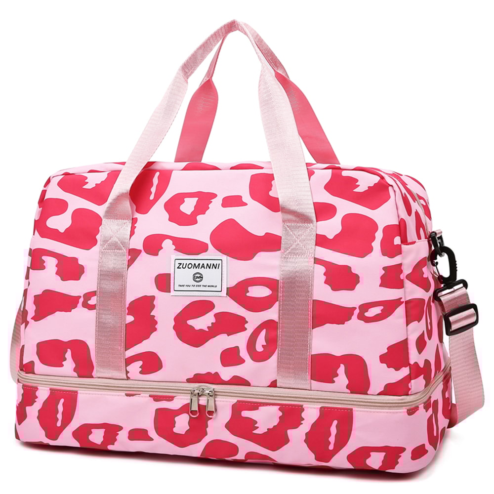 Spacious & Durable Womens Carry On Travel Bag Animal Print Nylon Large Capacity Gym & Overnight Bag