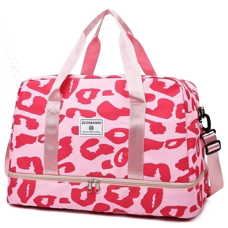Spacious & Durable Womens Carry On Travel Bag Animal Print Nylon Large Capacity Gym & Overnight Bag