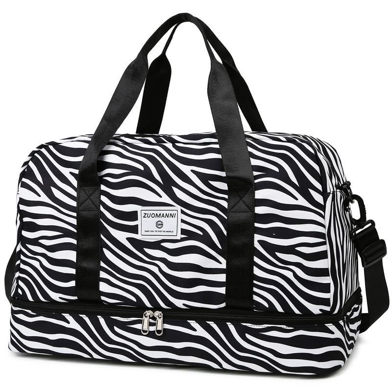 Spacious & Durable Womens Carry On Travel Bag Animal Print Nylon Large Capacity Gym & Overnight Bag