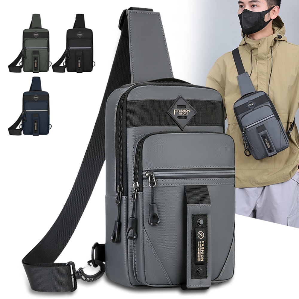 Mens Casual Chest Bag Multi Compartment Storage Fashionable Shoulder Bag Commuting Motorcycle Ches 1
