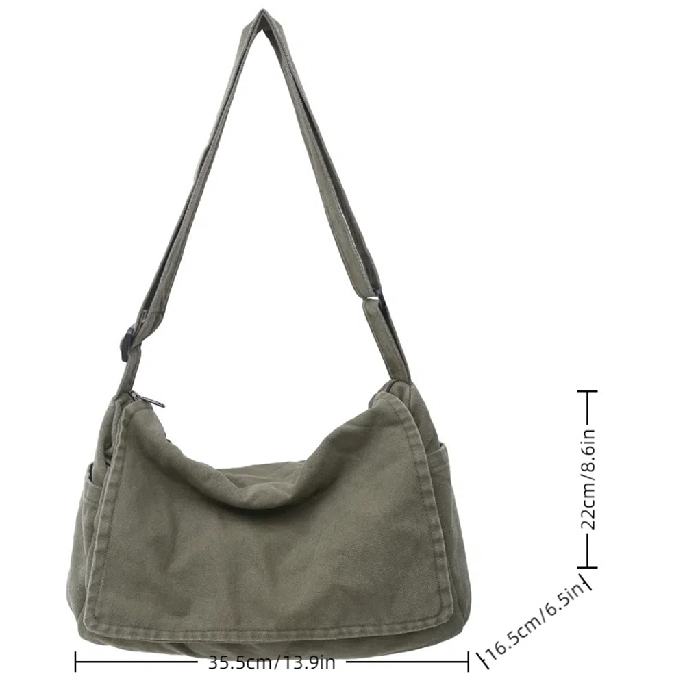 Trendy Flap Messenger Bag Large Capacity Crossbody Shoulder Bag With Adjustable Strap For Students 2