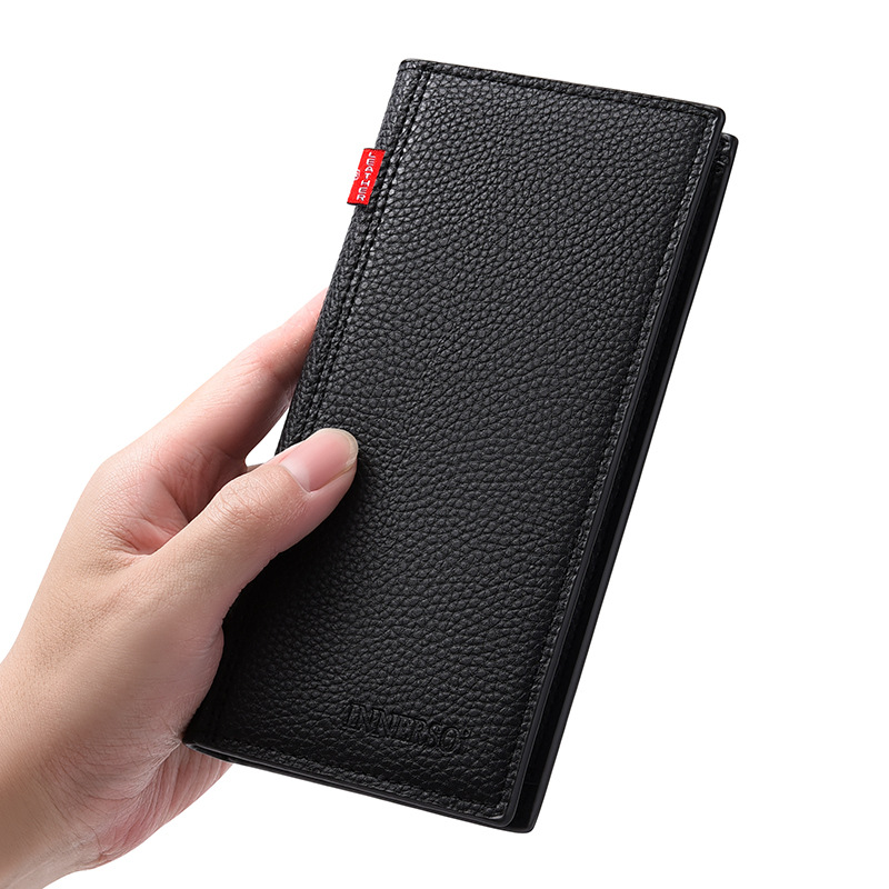 Mens Multifunctional Soft Leather Business Wallet Lychee Pattern Long Fashion Wallet 2
