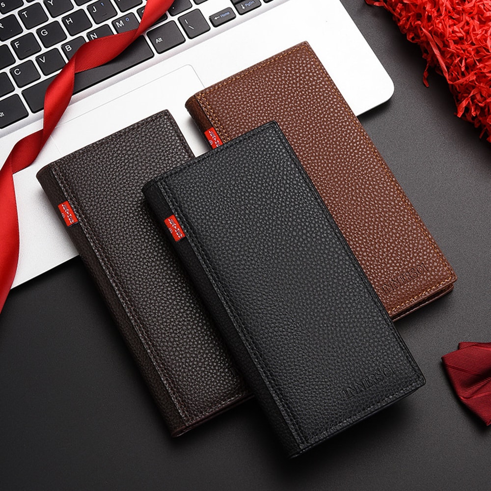 Mens Multifunctional Soft Leather Business Wallet Lychee Pattern Long Fashion Wallet 3