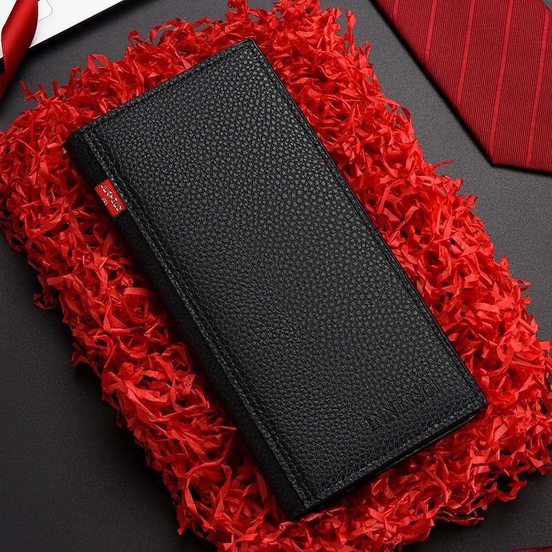 Mens Multifunctional Soft Leather Business Wallet Lychee Pattern Long Fashion Wallet 5