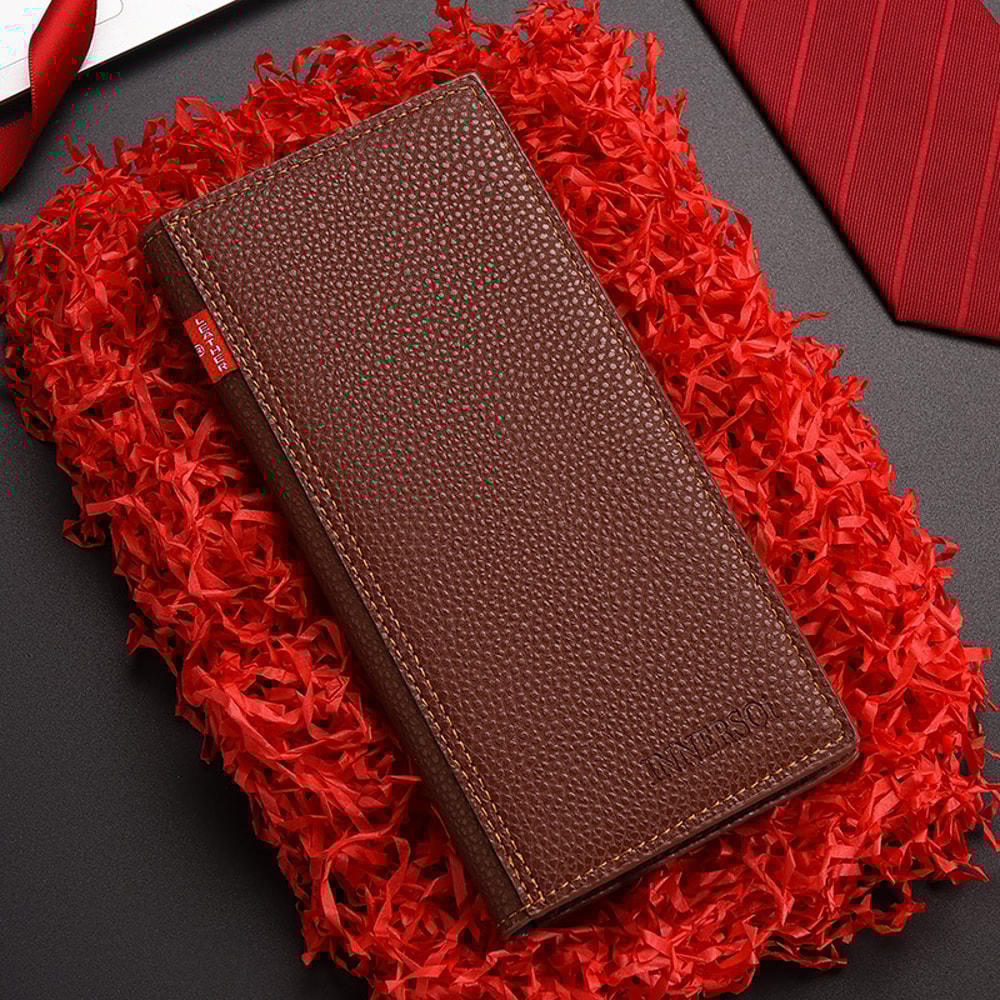 Mens Multifunctional Soft Leather Business Wallet Lychee Pattern Long Fashion Wallet 6