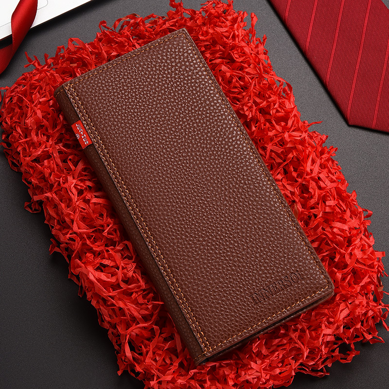 Mens Multifunctional Soft Leather Business Wallet Lychee Pattern Long Fashion Wallet 6
