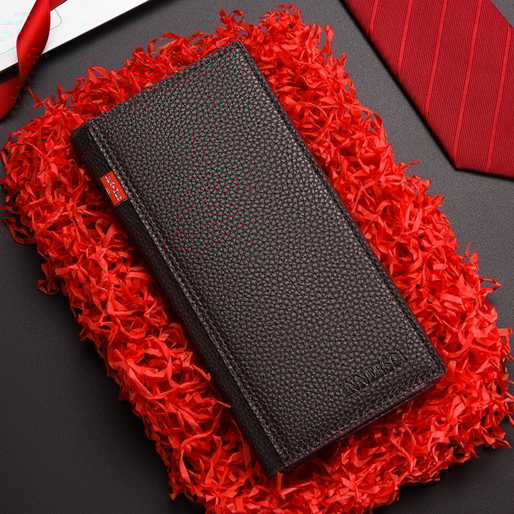 Mens Multifunctional Soft Leather Business Wallet Lychee Pattern Long Fashion Wallet 7