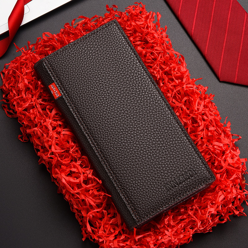 Mens Multifunctional Soft Leather Business Wallet Lychee Pattern Long Fashion Wallet 7