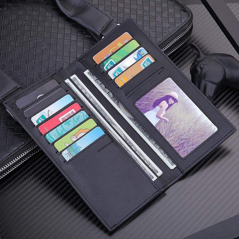 Mens Slim Microfiber Leather Wallet Long Purse For Men Thin Stylish Genuine Leather Bifold Wallet 2