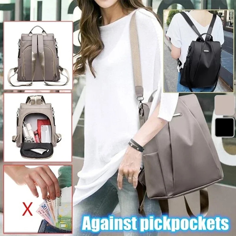 Stylish Nylon Waterproof Womens Backpack With Detachable Shoulder Strap 0