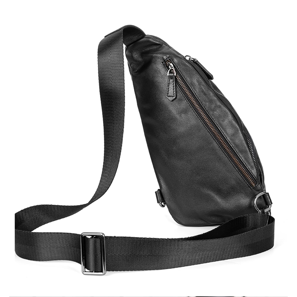 Genuine Leather Mens Chest Pack Crossbody Sling Bag Fashionable And Durable Messenger Shoulder Bag 2