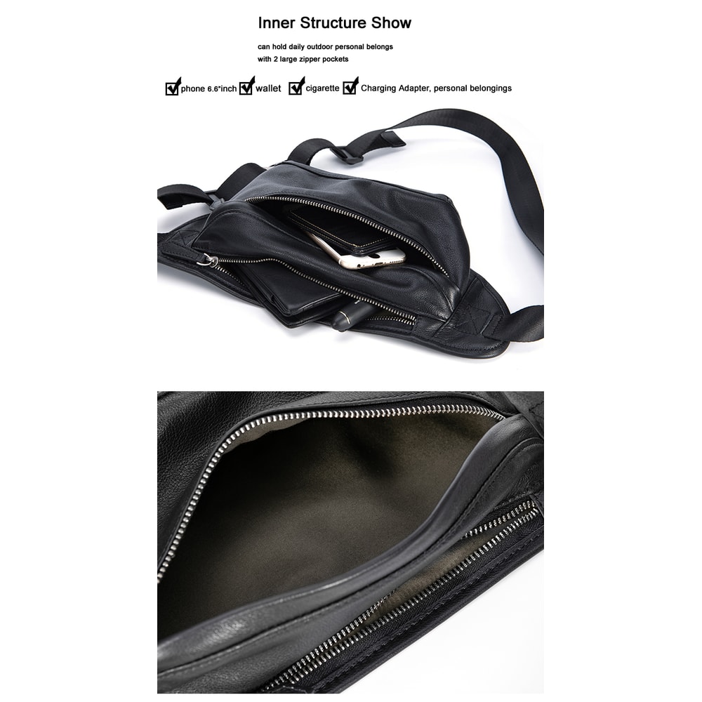 Mens Genuine Leather Waist Bag Stylish Molle Belt Pouch For Outdoors Travel And Everyday Use 3