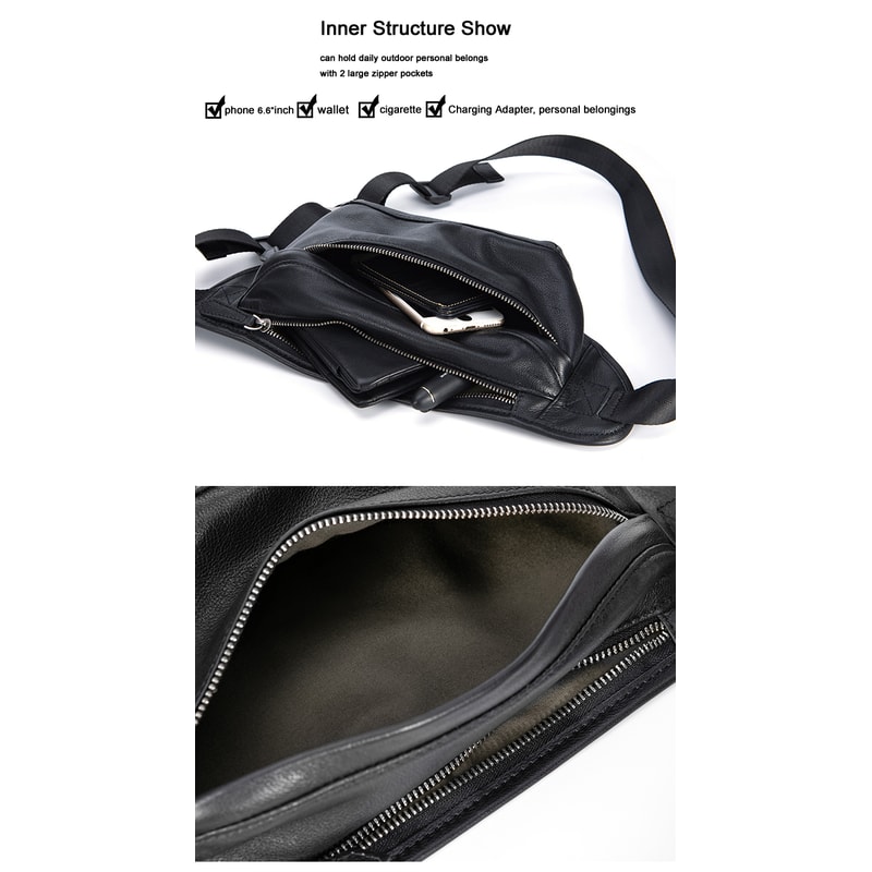 Mens Genuine Leather Waist Bag Stylish Molle Belt Pouch For Outdoors Travel And Everyday Use 3