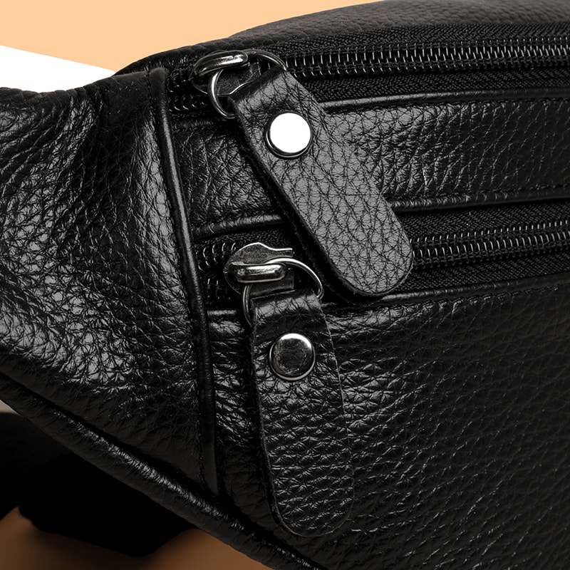 Minimalist Genuine Leather Waist Bag For Men Women Vintage Crossbody Chest Pack 3